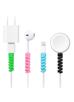 SHOPDEAL Spiral Cable Protector for Rolls Royce Dawn Black Badge Cable Saver Charging Cord Protective Universal Earphones Cable Cover 4 Pieces Set 1 Mix Colour STI1  - Image 1