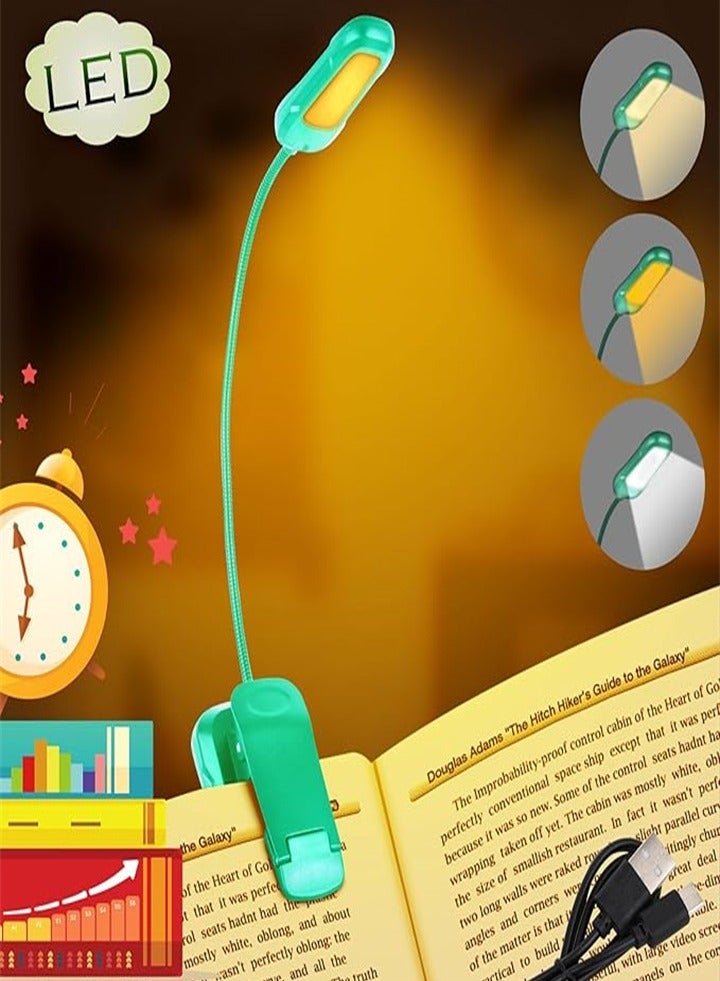 مصباح كتاب LED قابل لإعادة الشحن، مناسب للقراءة والدراسة في غرفة النوم أو السكن الجامعي. حماية العين 9 أوضاع، سطوع خافت بدون خطوات، وقت تشغيل من 9 إلى 90 ساعة، حجم صغير وخفيف، مشبك غير قابل للانزلاق لسهولة الحمل - Image 1