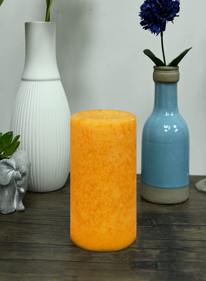 Jeco Inc. 3 Inch x 4 Inch Pumpkin Spice Scented Pillar Candle, 3 X 4 inch, Mustard Yellow - Image 2