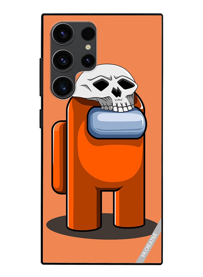 VR CREATIVE Protective Case Cover For Samsung Galaxy S24 Ultra Orange Game Among Us In Halloween Design Multicolour - Image 1