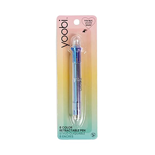 Yoobi Multicolor Pen – Clickable Ballpoint Pen w/8 Colors – Rainbow Color Pens for Kids – Cute Pens Ideal for Gifts – Smooth Writing Colored Pens – Cute School Supplies & Office Supplies - Image 2