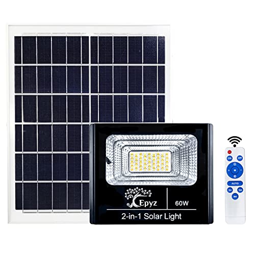 Epyz 60Watt Solar Flood Light Outdoor Waterproof Double Colour Light for Garden, Home, Patio, Lawn, Garage, [ 81LED, 11000mAh, Pack of 1, Warm Yellow & Cold White ] - Image 1