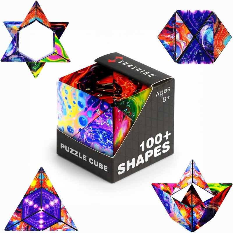 Shashibo Shape Shifting Box - STEM Fidget Toy with Ultra Strong Magnets - Sensory Puzzle Cube Transforms Into 100+ Shapes (Cosmos) - Image 1