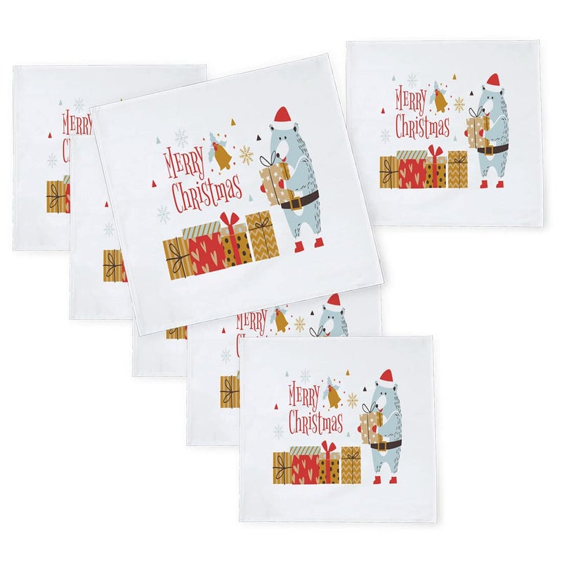 Khakee 6 Pcs Christmas Theme Silk Table Napkins 10x 10 for Xmas Decoration Christmas OrnamentsChristmas Giftxmas21507 - Image 1