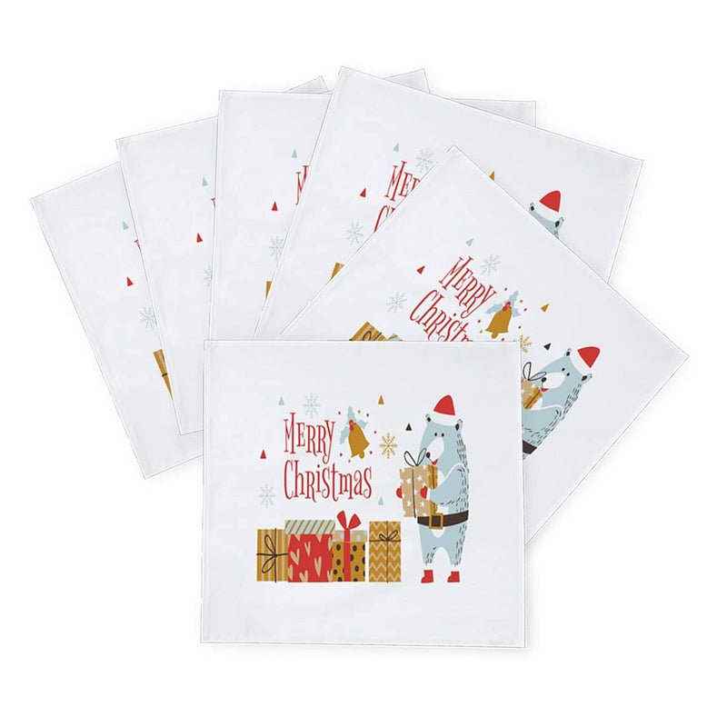Khakee 6 Pcs Christmas Theme Silk Table Napkins 10x 10 for Xmas Decoration Christmas OrnamentsChristmas Giftxmas21507 - Image 2