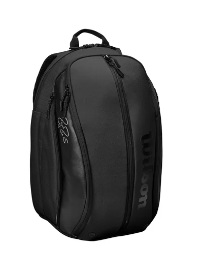 Wilson Roger Federer DNA Backpack Tennis, Black, Adults, Holds up to 2 Rackets