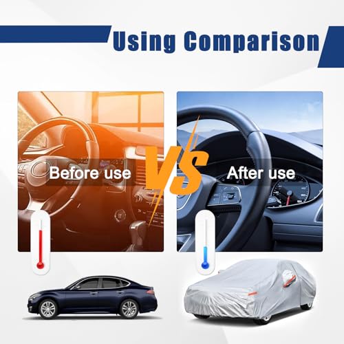 Kayme 6 Layers Car Cover Custom Fit for Nissan Altima (2002-2025) Waterproof All Weather for Automobiles, Outdoor Full Cover Rain Sun UV Protection.Silver - Image 4