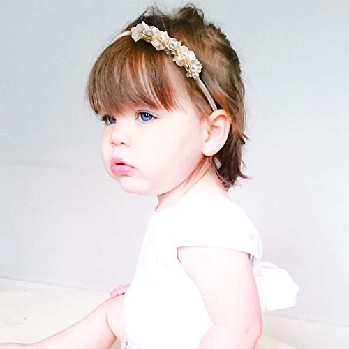 mligril Baby Girl Nylon Headbands Flower Hair Bows Accessories-Elastic Hair Band Crown Handmade FLoral Wraps Birthday Gifts for Girls Newborn Infant Toddler 3Pcs - Image 3