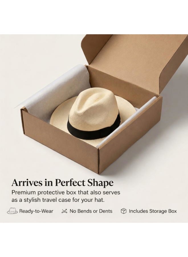 Gamboa Panama Hat Men Fedora Hats for Men Womens Straw Hat Summer Hat Straw Fedora Hats for Men Panama Hats for Women, Natural, M - Image 2