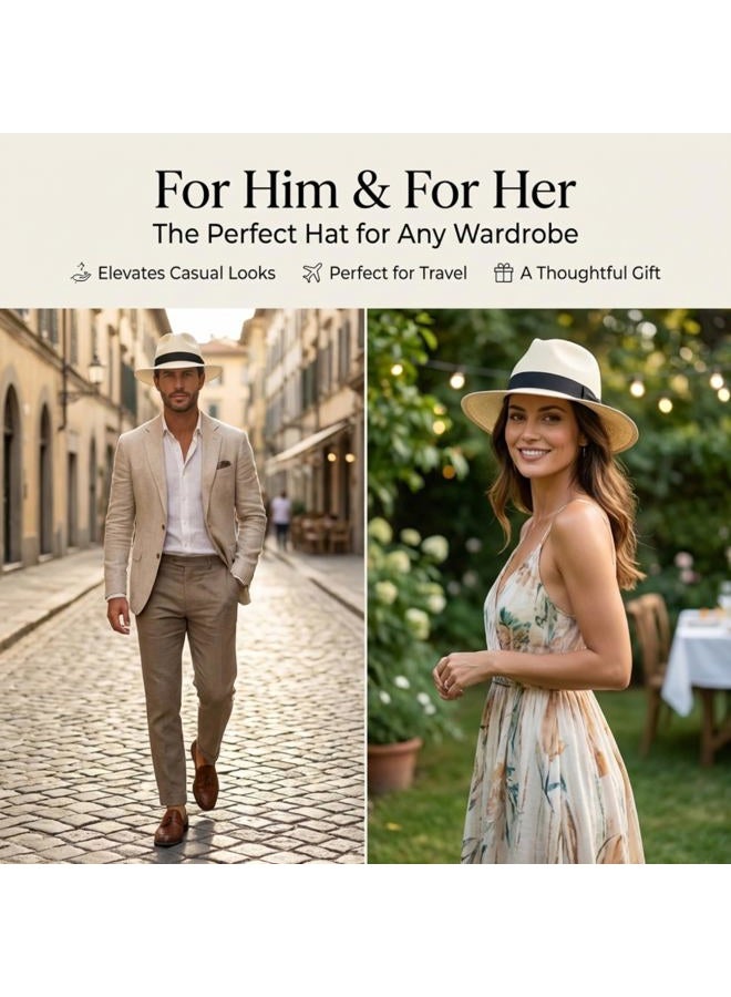 Gamboa Panama Hat Men Fedora Hats for Men Womens Straw Hat Summer Hat Straw Fedora Hats for Men Panama Hats for Women, Natural, M - Image 4