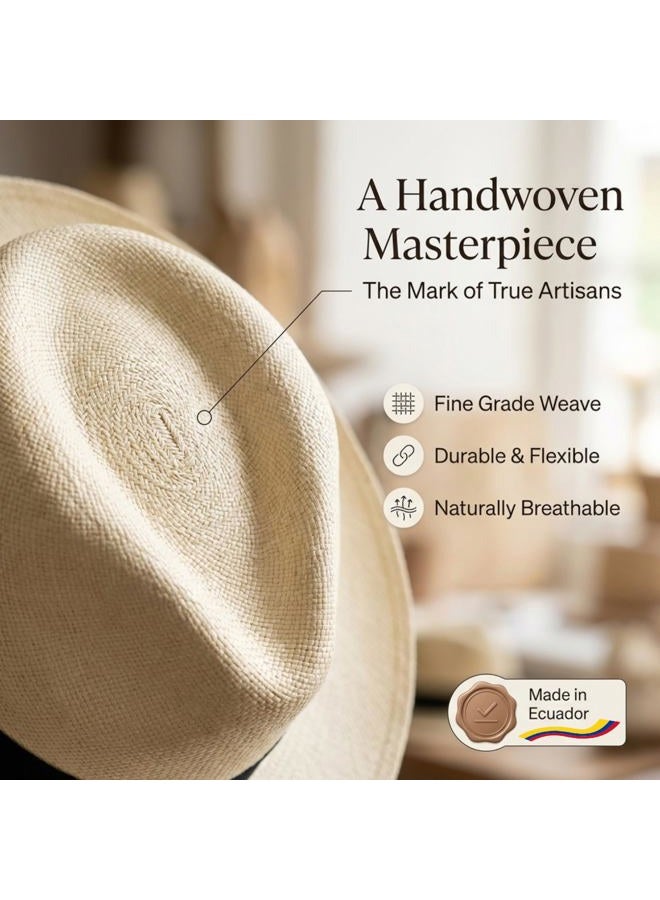 Gamboa Panama Hat Men Fedora Hats for Men Womens Straw Hat Summer Hat Straw Fedora Hats for Men Panama Hats for Women, Natural, M - Image 3