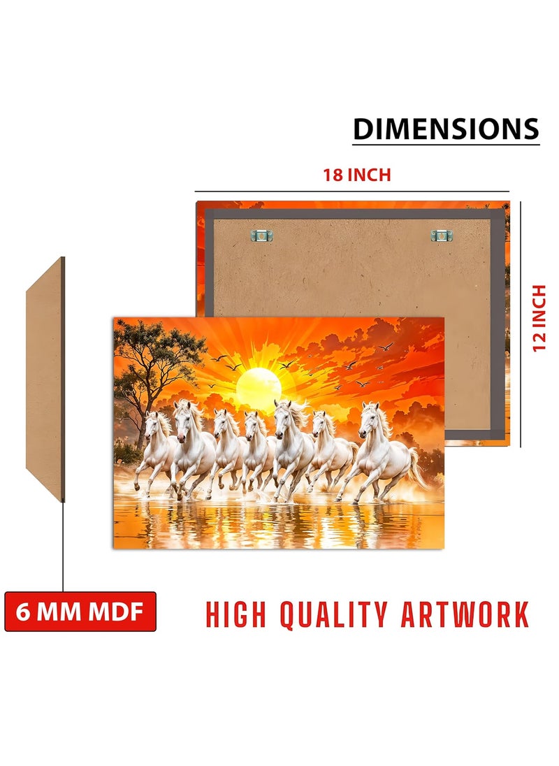 FlyBuy HUB Flybuy Hub Premium Canvas Wall Painting 7 Running Horses Vastu Design Living Room Decor Colour 3 18 X 12 INCH Wrapped Canvas  - Image 3