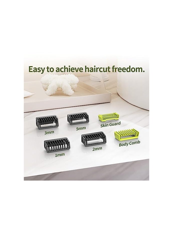 SOLARAE حراس مع علبة تناسب ماكينة الحلاقة الكهربائية الهجينة بشفرة واحدة QP2520 QP2530 QP2620 QP2630 QP6510 QP6520، 1/2/3/5 مم بديل مشط تشذيب اللحية مع علبة تخزين، مادة PC (7 قطع) - Image 2