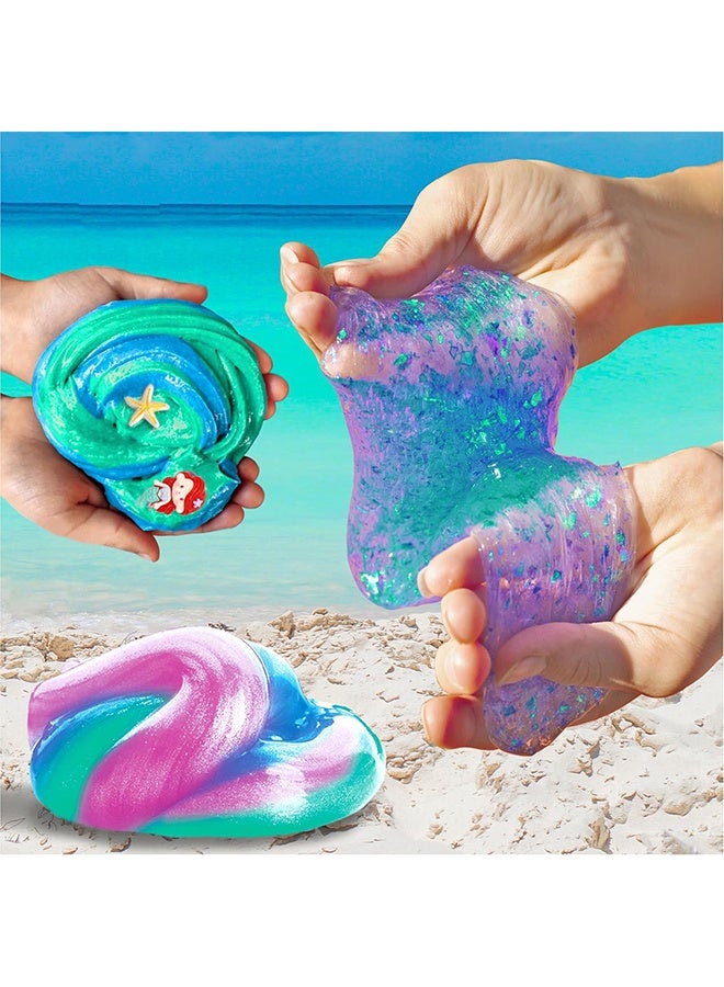 Beauenty Mermaid Slime Kit for Girls, Shimmer Slime Making Kit for 6+ Kids Ages  DIY Fluffy Glitter Slime Mermaid Gifts - Image 3