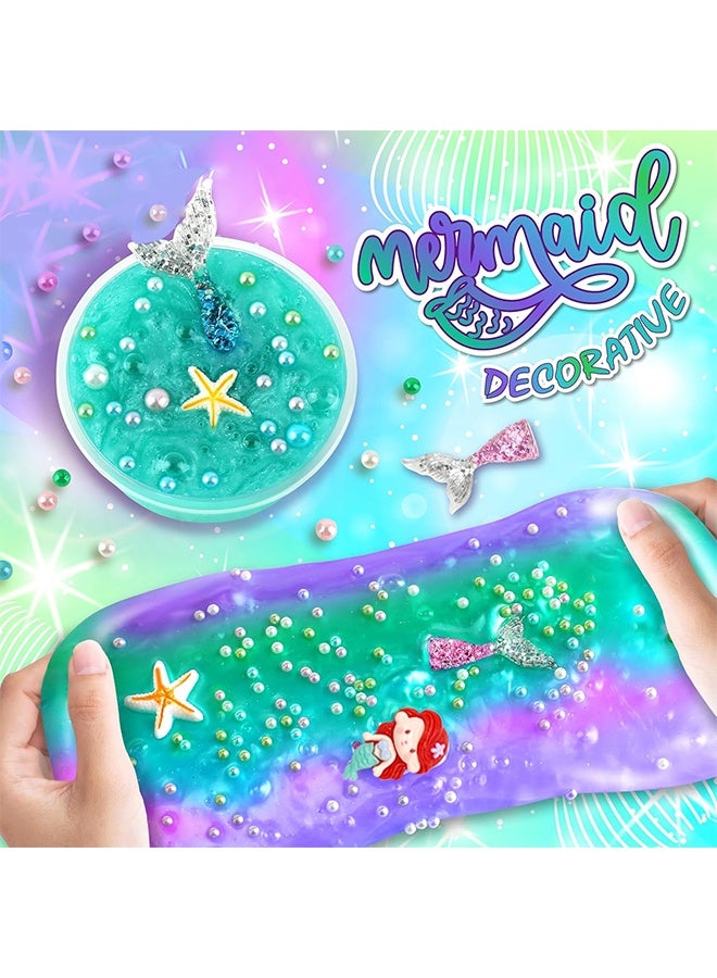 Beauenty Mermaid Slime Kit for Girls, Shimmer Slime Making Kit for 6+ Kids Ages  DIY Fluffy Glitter Slime Mermaid Gifts - Image 5