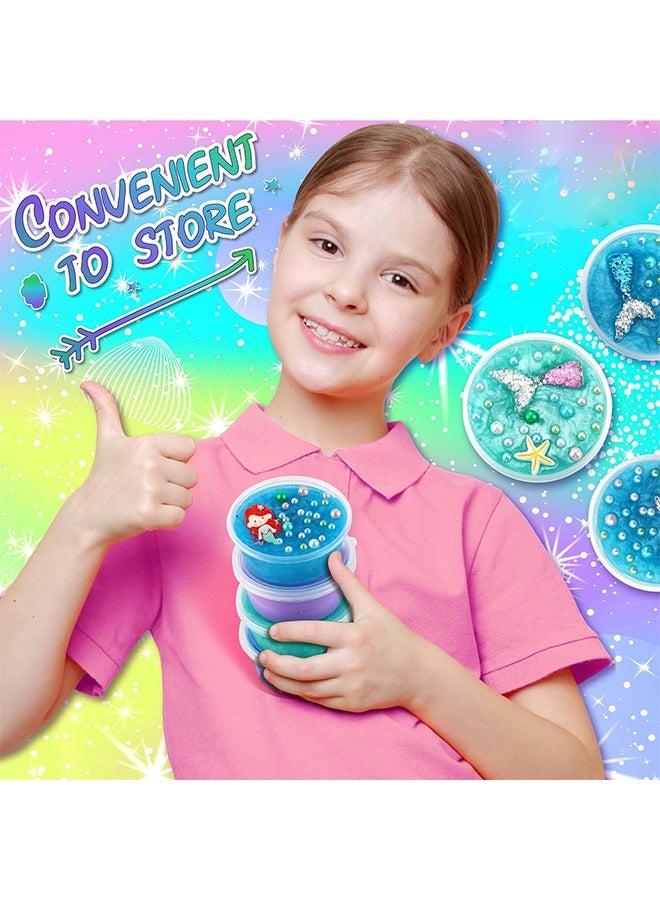 Beauenty Mermaid Slime Kit for Girls, Shimmer Slime Making Kit for 6+ Kids Ages  DIY Fluffy Glitter Slime Mermaid Gifts - Image 2