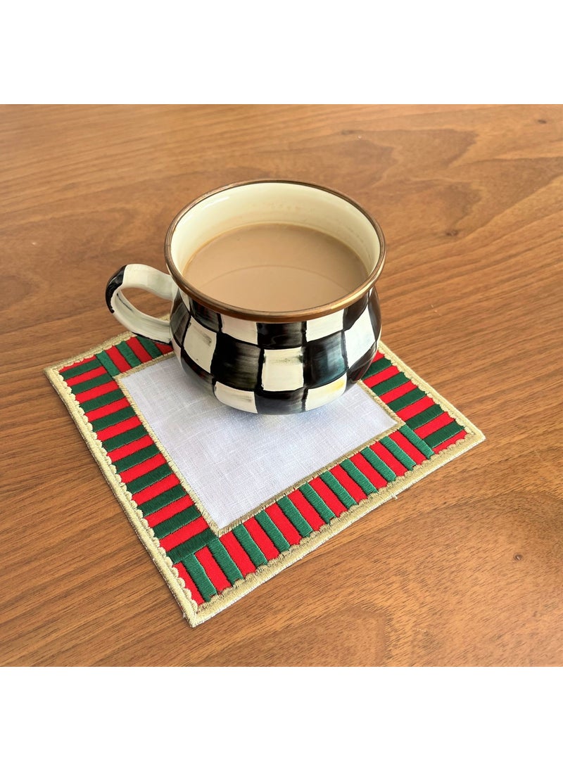 Ge Living - 2 Pieces Green Red Candy Series Decorative Checkered Cocktail Napkin - Image 1