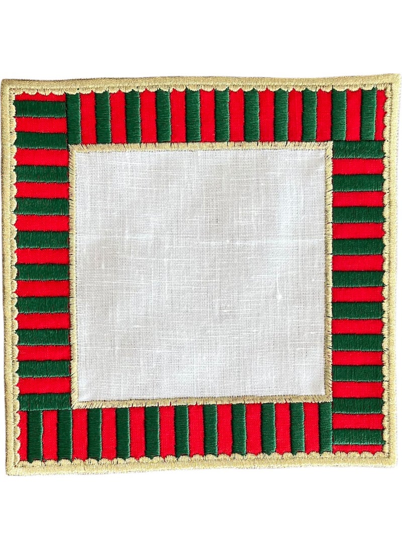Ge Living - 2 Pieces Green Red Candy Series Decorative Checkered Cocktail Napkin - Image 1
