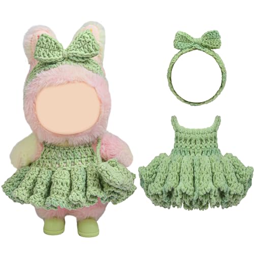 Voccim Handmade Crochet 17cm Doll Clothes Stylish Styles with Halter Dress and Headband for Dress up 15cm17cm Doll Accessories Suit - Image 1