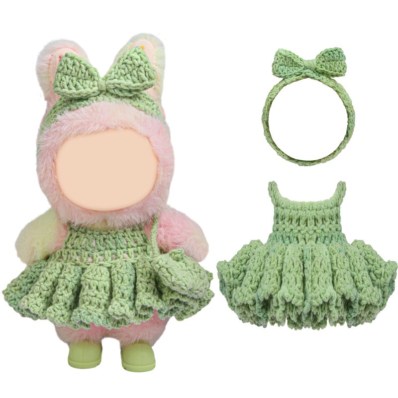 Voccim Handmade Crochet 17cm Doll Clothes Stylish Styles with Halter Dress and Headband for Dress up 15cm17cm Doll Accessories Suit - Image 3