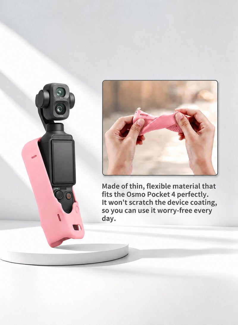SJet DJI OSMO Pocket 4P Pocket 4 Pro Accessory Kit, Silicone Protective Case Cover, Tempered Glass Screen Protector, Lens Protector (Pink) - Image 4