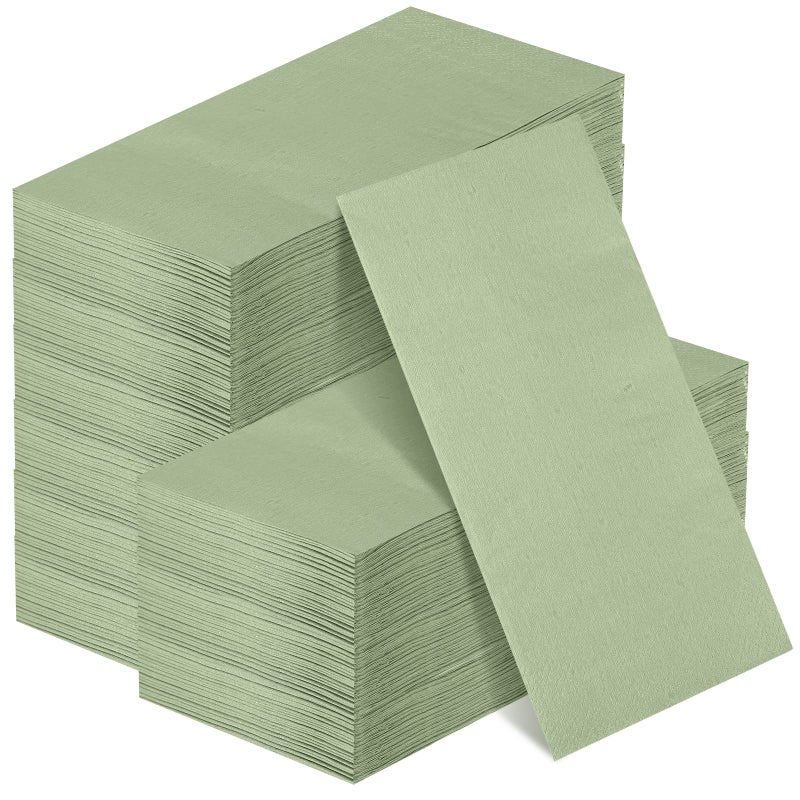 Glenmal 100 Pcs Paper Disposable Napkins 2 Ply Dinner Guest Cocktail Napkins Hand Towels for Wedding Spring Birthday Party Bridal Anniversary Reception 13 x 16 Inches Sage Green