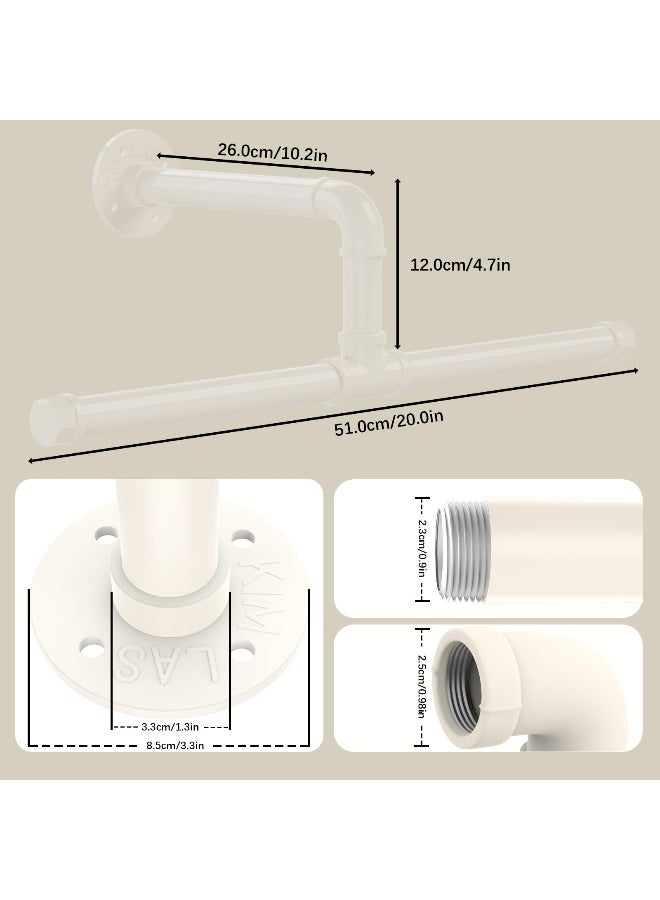 ZERIFAM Industrial Pipe Clothes Rack, 2Pack Wall Mounted Clothes Rack, Metal Garment Bar Space-Saving, Multi-purpose Hanging Clothes Racks for Bedroom, Bathroom, Laundry Room, Clothing Store (WHITE) - Image 4
