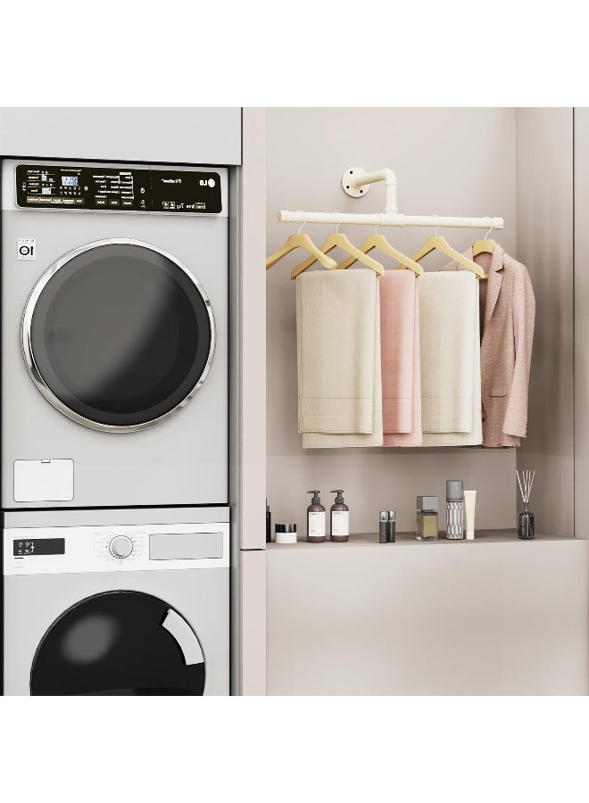 ZERIFAM Industrial Pipe Clothes Rack, 2Pack Wall Mounted Clothes Rack, Metal Garment Bar Space-Saving, Multi-purpose Hanging Clothes Racks for Bedroom, Bathroom, Laundry Room, Clothing Store (WHITE) - Image 2