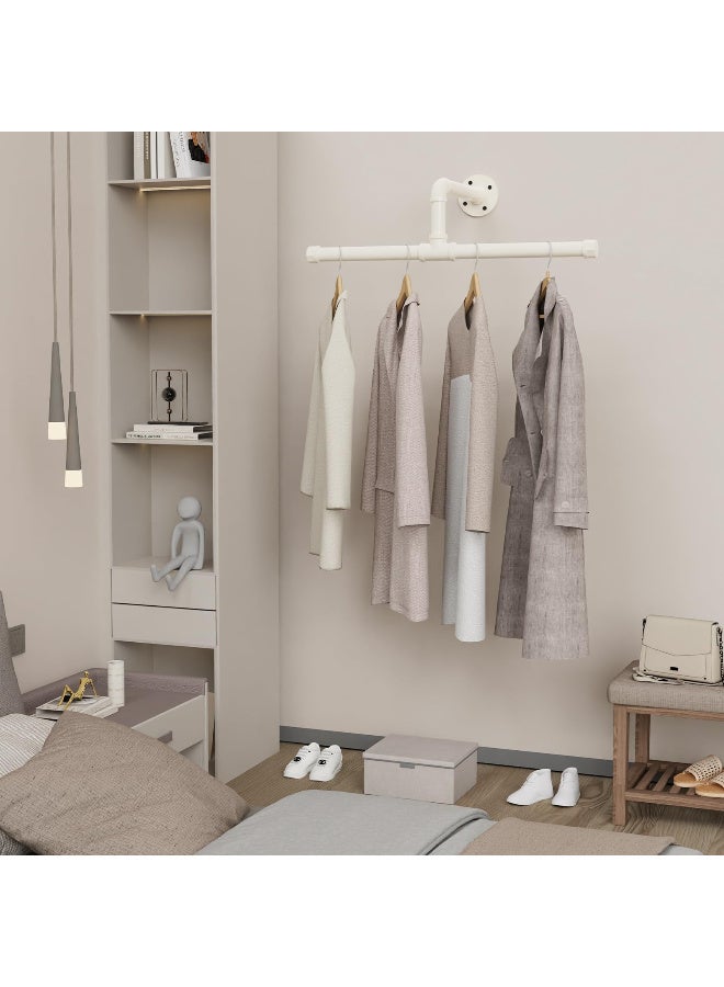 ZERIFAM Industrial Pipe Clothes Rack, 2Pack Wall Mounted Clothes Rack, Metal Garment Bar Space-Saving, Multi-purpose Hanging Clothes Racks for Bedroom, Bathroom, Laundry Room, Clothing Store (WHITE) - Image 3