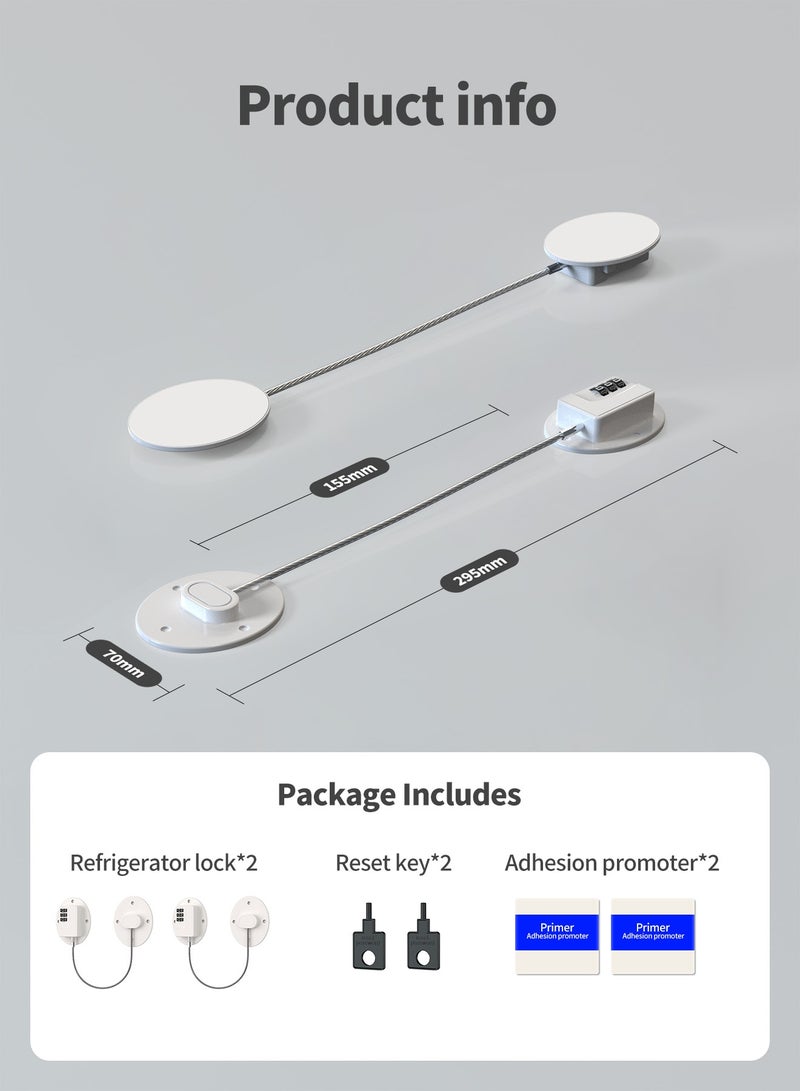 Bcarenest 2-Pack Refrigerator Security Locks with 3-Digit password, Drawer Security Locks for Refrigerators, Doors, Windows, Cabinets, etc. (White). - Image 4