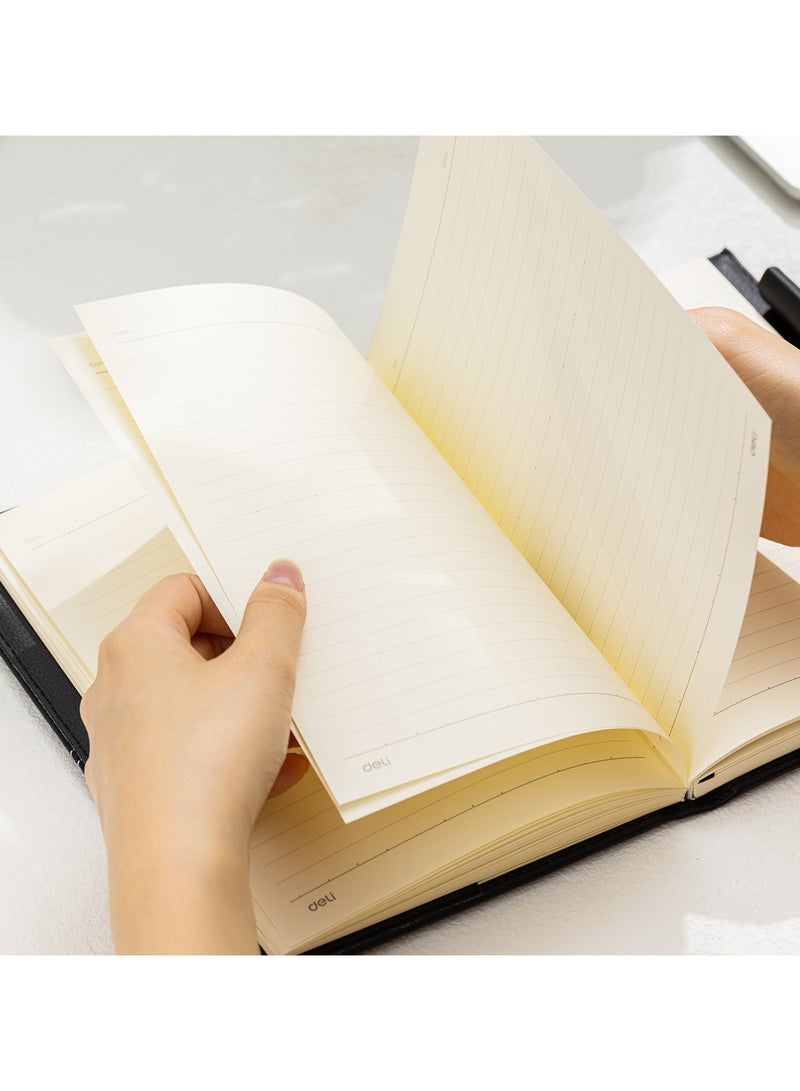 Deli EN139L Leather Cover Notebook A5 – 120 Sheets, 80 gsm – ideal for professional planning, meeting notes, and personal journaling - Image 5