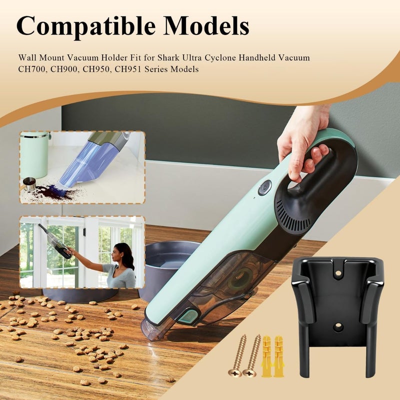 WFCYX 2 Pcs Wall Mount Vacuum Holder/Docking Station/Cordless Organizer, Fit for Shark Ultra Cyclone Handheld Vacuum CH700, CH900, CH950 Series Models, W/Screws & Drywall Anchors,Save Space & Reduce Clutter - Image 3