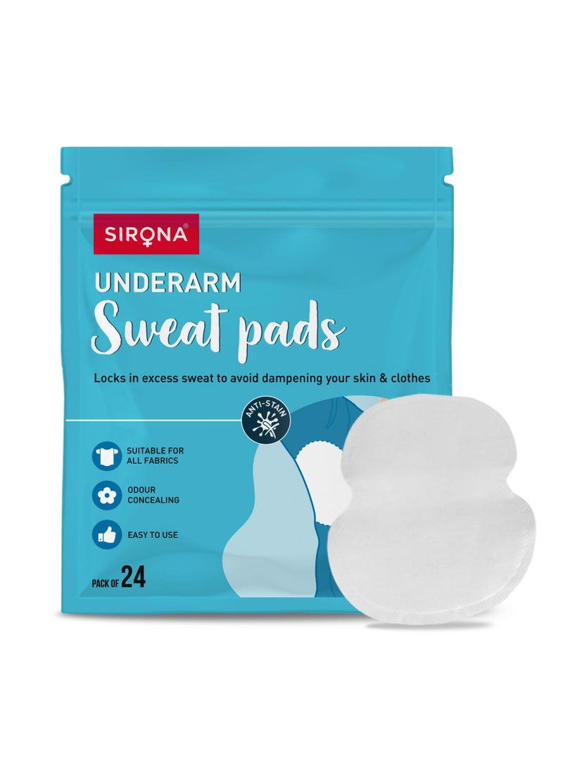 Sirona Disposable Underarm Sweat Pads for Men and Women, 24 Pads (Pack of 1) | Peel-off | Prevents Stains, Absorbs Sweat & Unpleasant Odour - Image 1