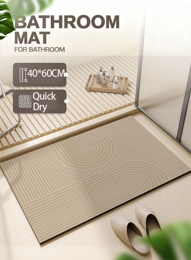 شو وو سجادة حمام دياتوم (1 قطعة 40 * 60 سم) ، سجاد أرضية الحمام المضادة للانزلاق وسجادة حمام سريعة الجفاف ، حصيرة حوض استحمام فائقة الامتصاص مع سجادة غير قابلة للانزلاق ، سميكة ، ناعمة ، أسهل تنظيف - Image 1