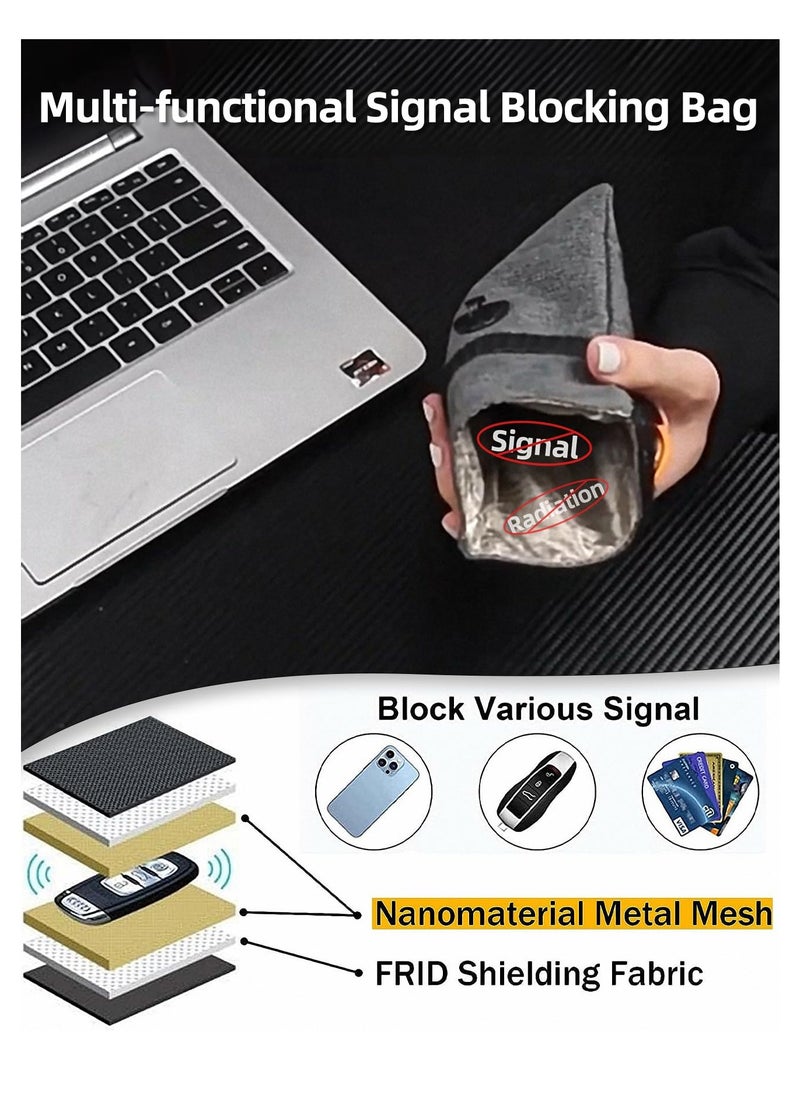 SYOSI - Faraday Bags, for Car Keys and Cell Phone, RFID Signal Blocking Key Pouch Wallet Case, Anti-Tracking Anti Theft Car Protection, Cell Phone Signal Jammer WiFi/GSM/LTE/NFC/RFID, GPS Blocker, Gray - Image 1