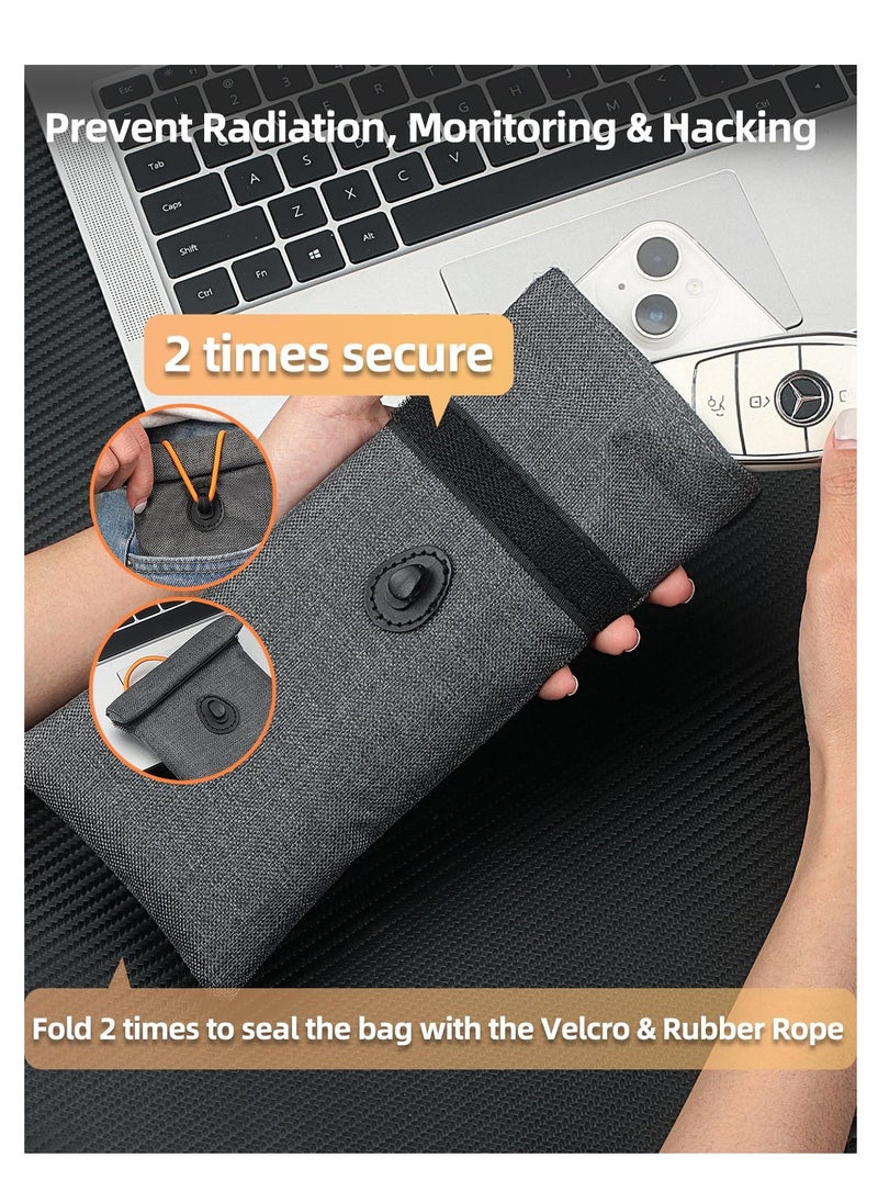 SYOSI - Faraday Bags, for Car Keys and Cell Phone, RFID Signal Blocking Key Pouch Wallet Case, Anti-Tracking Anti Theft Car Protection, Cell Phone Signal Jammer WiFi/GSM/LTE/NFC/RFID, GPS Blocker, Gray - Image 1
