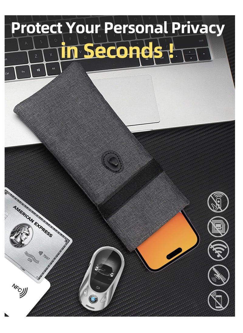 SYOSI - Faraday Bags, for Car Keys and Cell Phone, RFID Signal Blocking Key Pouch Wallet Case, Anti-Tracking Anti Theft Car Protection, Cell Phone Signal Jammer WiFi/GSM/LTE/NFC/RFID, GPS Blocker, Gray - Image 1