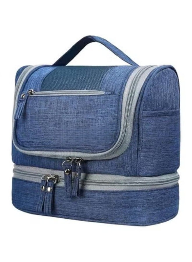 HOOKOR Hanging Travel Toiletry Bag,Large Makeup Bag Waterproof Cosmetic Organizer Kit,Travel Shaving Dopp Kit Organizer Bag,Portable Bathroom Shower Storage Bag for Women and Men (Blue) - Image 1