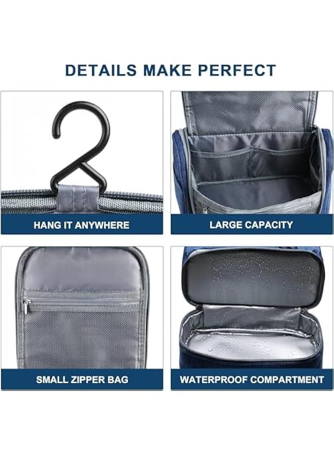 HOOKOR Hanging Travel Toiletry Bag,Large Makeup Bag Waterproof Cosmetic Organizer Kit,Travel Shaving Dopp Kit Organizer Bag,Portable Bathroom Shower Storage Bag for Women and Men (Blue) - Image 2