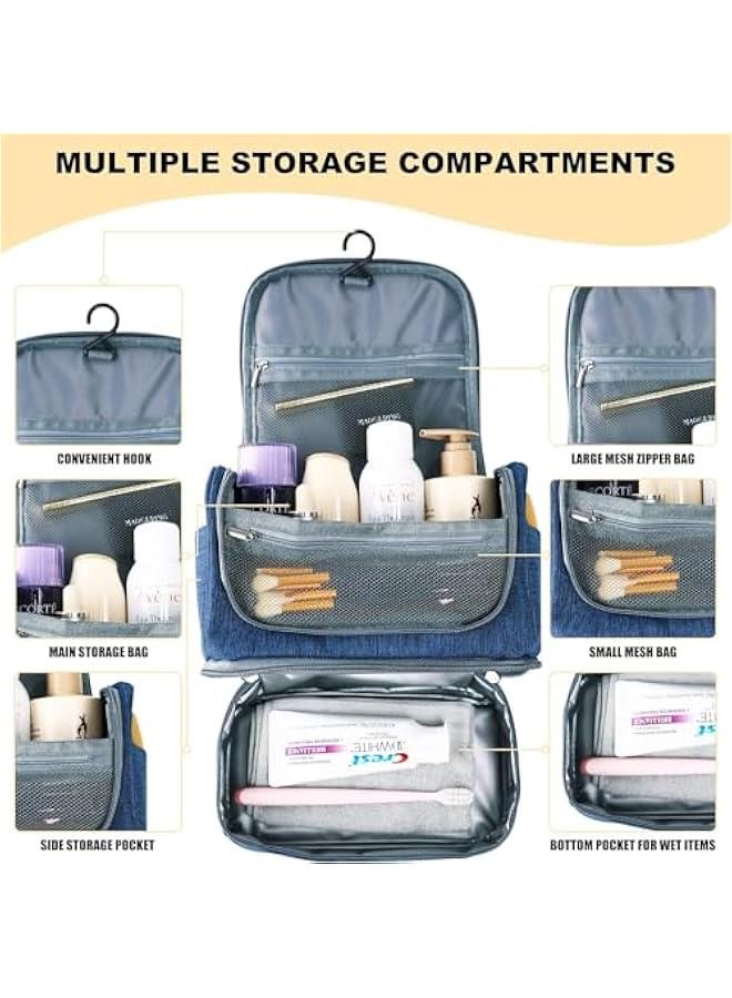 HOOKOR Hanging Travel Toiletry Bag,Large Makeup Bag Waterproof Cosmetic Organizer Kit,Travel Shaving Dopp Kit Organizer Bag,Portable Bathroom Shower Storage Bag for Women and Men (Blue) - Image 4