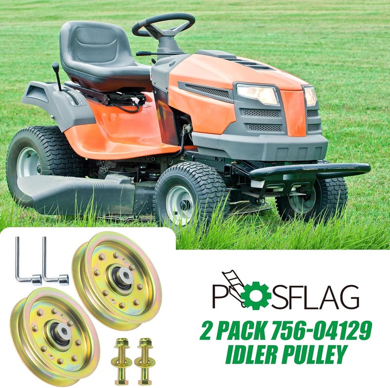 POSFLAG 2 Pack 753-08171 Idler Pulley Kit Replaces Cub Cadet 756-04129B Idler Pulley 756-04129B, Idler Pulley 753-08171, MTD 75308171, 756-04129, 956-04129 753 08171 for Cub Cadet RZT50, LTX1040 Decks - Image 2
