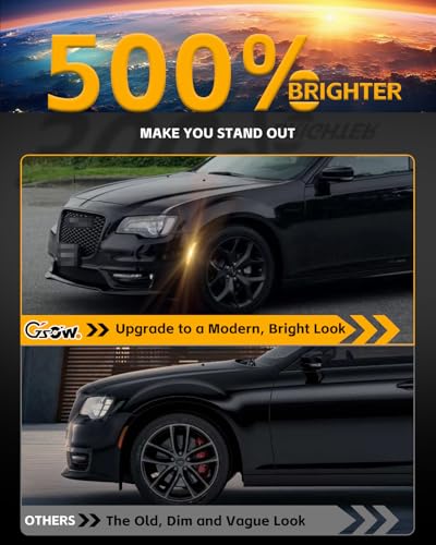 GSOWO 4 PCS LED Side Marker Lights for Chrysler 300 2015-2023, Full LED Front Amber & Rear Red Bumper Light, Smoked Lens Fender Side Marker Lamp - Image 2