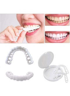 Crazylife Instant Veneers Dentures, Upper Lower Teeth Artificial Dentures Silicone Prosthetic Teeth Decoration, Cosmetic Veneers Teeth Temporary Fake Teeth Smile Teeth Veneers, for Men Women with Bad Teeth  - Image 3