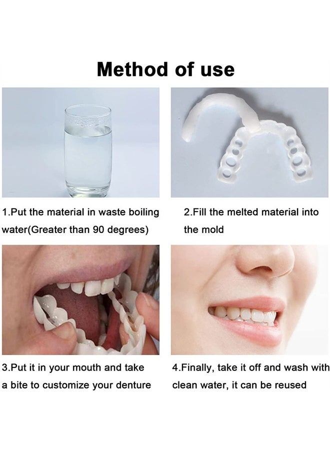 Crazylife Instant Veneers Dentures, Upper Lower Teeth Artificial Dentures Silicone Prosthetic Teeth Decoration, Cosmetic Veneers Teeth Temporary Fake Teeth Smile Teeth Veneers, for Men Women with Bad Teeth  - Image 4