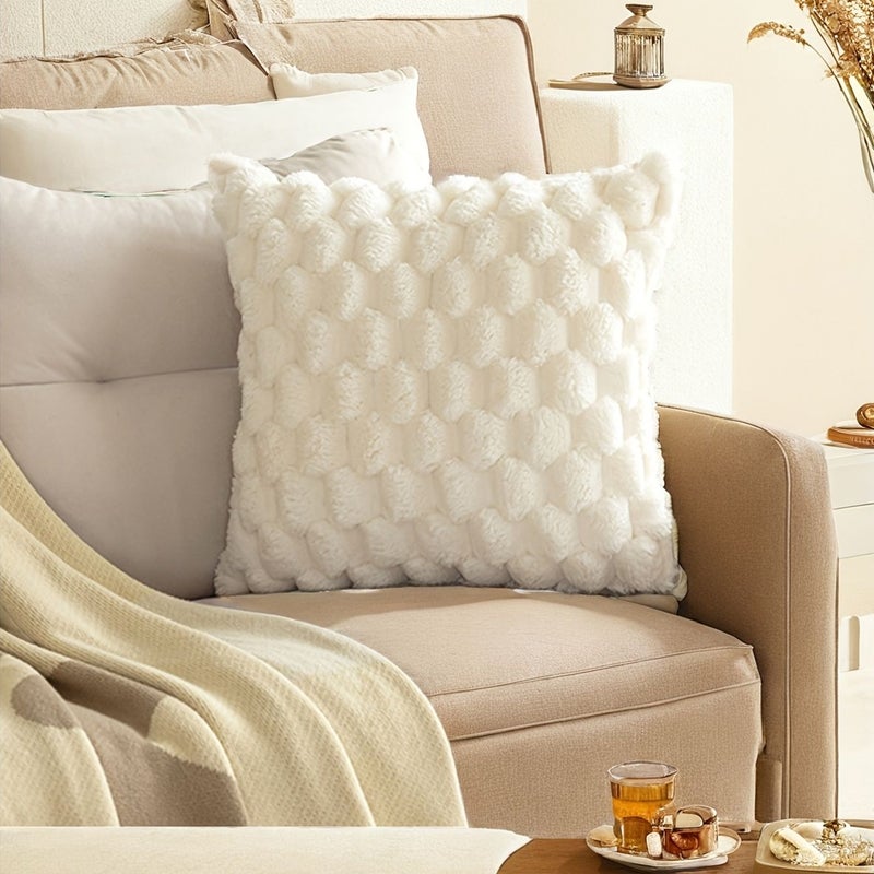 Gray 18x18 Geometric Pineapple Plush Pillow Cover Living Room Bedroom Decor - Image 2