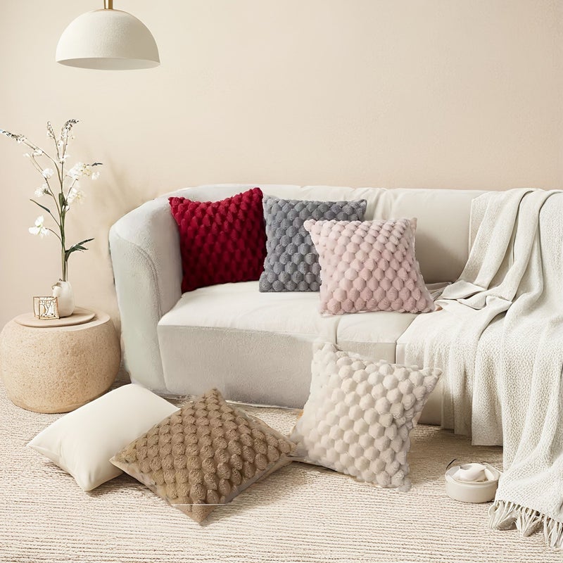 Gray 18x18 Geometric Pineapple Plush Pillow Cover Living Room Bedroom Decor - Image 1