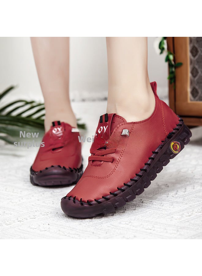 Handmade Sching Plus Size Mom Shoes Soft Bottom Soft Surface Flat All-match Casual Shoes New