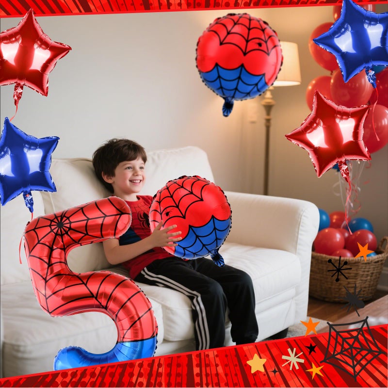 AXBMM 40 Inch Spider Theme Number Balloon, Number Block Foil Number 5 Balloons Large Big Numbers Helium Balloon for Girls Boys 5th Birthday Theme Party Decorations (Number 5) - Image 4