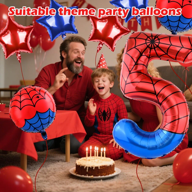AXBMM 40 Inch Spider Theme Number Balloon, Number Block Foil Number 5 Balloons Large Big Numbers Helium Balloon for Girls Boys 5th Birthday Theme Party Decorations (Number 5) - Image 3