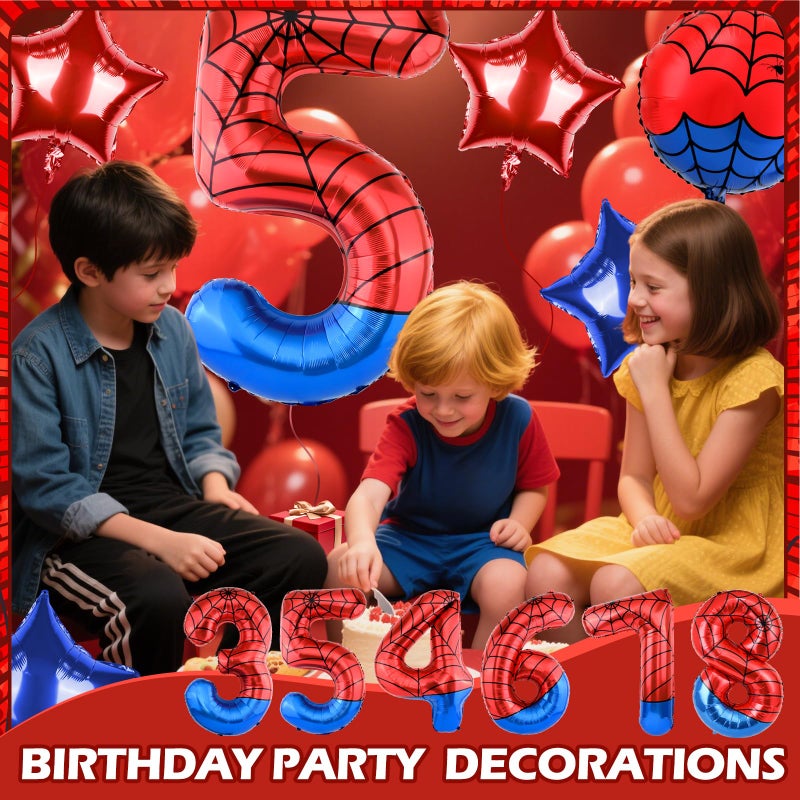 AXBMM 40 Inch Spider Theme Number Balloon, Number Block Foil Number 5 Balloons Large Big Numbers Helium Balloon for Girls Boys 5th Birthday Theme Party Decorations (Number 5) - Image 5